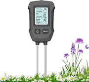 Soil Meter,Plant pH Tester for Soil - Portable 5-in-1 Dirt Temperature Detector, Earth Fertility Testing Device for Gardens Flower Beds