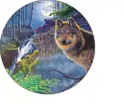 WOLVES WOLF FOREST WATERFALL handmade pendant Sterling 925 Silver 20" necklace