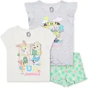 [CoComelon] Girls Short Sleeve T-Shirt, Tank Top, and Shorts 3 Piece Set for Toddlers