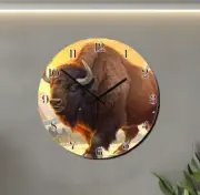 the Plain States Buffalo Bison Art Wall Hanging Wall Clock Time Piece Wild Life