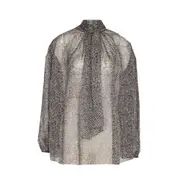 [Dolce & Gabbana] Dolce & Gabbana-Chevron-Print Silk Chiffon Shirt-Donna 44 IT