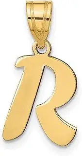 [JewelryWeb] 14k Gold Polished Script Letter R Initial Pendant Necklace-Pendant for Women