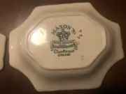 Mason Ironstone chartreuse china candy dish green and gold