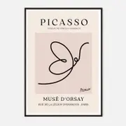 Galrie Pablo Picasso Animal Series Minimalist Line Art Print for Modern Decor, Black Frame, A3 30 x 42cm (12 x 16inch)