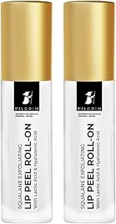 Pilgrim Squalane Lip Peel Roll-On With Lactic Acid&Hyaluronic Acid 6 Ml (Pack Of 2)|Squalane Exfoliating Lip Peel For Soft,Delicate&Glossy Lips|Lip Peel For Hydrating Dry&Flaky Lips,2 Count,Clear