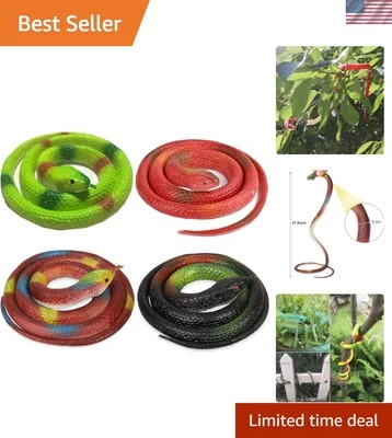 Versatile Colorful Rubber Snakes for Garden Decor and Bird Deterrence - 27.5 in