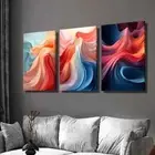 3pcs Floral Designs in Blue Pink and Orange Wall Art Canvas Framed 50x70cm