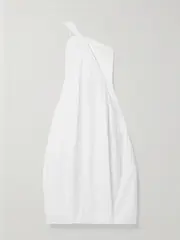 [Cult Gaia] Cult Gaia - Araceli One-shoulder Gathered Cotton-blend Poplin Midi Dress - White - US12 US 12 White