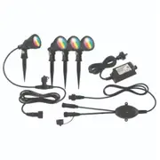 Brilliant Smart Wi-Fi RGB+White Garden Light Kit Smart App Control, 4 x LED spotlight, each with 2.2m cable, 160mm plastic stake, 3W per head RGB, IP68, Remote Control Enabled [20702/06]