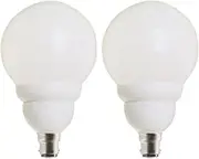 2x Energy Saving Light Bulb Opal Globe 23W (98W) BC B22 ⌀110mm Warm White 2700K Non-dimmable