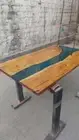 Clear Epoxy Resin Top Dining Table Live Edge Console Bar Table Wooden Hallway
