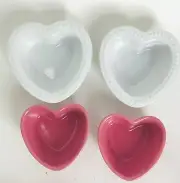 Chantal Heart-Shaped Ramekin /Bake Dish Set 2 White & 2 Pink Free Shipping