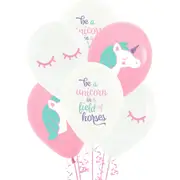 Unicorn Magical Fantasy Pink & White Balloons (Pack of 6)