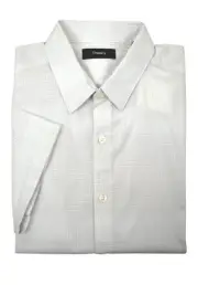 Theory Mens White Pink Grid Plaid Zack Short Sleeve Shirt Sz 2XL XXL 3438-5