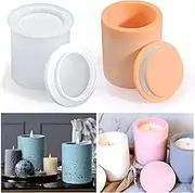 BABORUI Silicone Candle Jar Mold With Lids - Concrete Holder and Cement Vessel for Candle Making Supplies