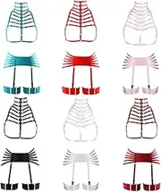 [CUDSLRYUS] Women's Underwear Chest Sexy Lingerie Goth Bondage Sword Belt Garter Pentagram Stockings Suspenders Set Bra(Wine Red)