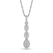 Natural Diamond Accent Triple Teardrop Pendant in Sterling Silver