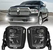 4X4FLSTC LED Fog Lights Compatible with 4th Gen Dodge Ram 1500 2013 2014 2015 2016 2017 2018, 2019 2020 Classic Replacement Fog lamps Assembly DOT Bumper Driving lights Black