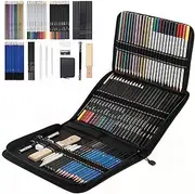 [Techshining] 72 Pack Drawing Pencils Set, Sketching Pencils, Charcoal Pencils and Colored Pencils with Sketchbook and Art Accessories for Artists, Adults, Students, Teens