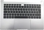 Laptop PalmRest&Keyboard for Huawei MateBook D14 NwM-WFQ9 NwM-WDQ9 NwM-WFP9 Silver Top Case with Backlit United Kingdom UK Black Keyboard