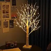 Birch Twig Tree Lights, White Christmas Tree with Lights, Birch Twig Tree with 144 LEDs, 23.62in USB+Battery Tabletop Birch Tree Christmas Decoration