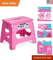 Portable 11-Inch Non-Slip Folding Stool for Adults and Kids - Safe & Lightweight