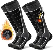 [Stoeury] 2 Pairs of Merino Wool Ski Socks Men Women Padded Ski Socks Comfortable Snowboard Socks Warm Ski Socks Thermal Socks Winter Socks for Skiing Long Ski Touring Cross Country Skiing Snowboarding