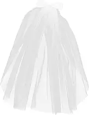 [Minkissy] First Communion Veil on Comb Bowknot Decoration Wedding Veil for Girls Women White