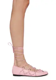 [Koi Footwear] Violetta Lace-Up Ballet Flat Shoes - Pink