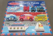 Melissa & Doug Vehicles Boats Wooden Chunky Puzzle 8 pcs New Sealed