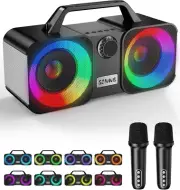 Karaoke Machine, Portable Bluetooth Speaker with 2 Wireless Microphones,Karaoke