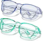 [TYSW] Safety Glasses Fashion Safety Colorful Blocking Glasses Protective Eyewear Safety Goggles for Women Men Glasses… (Blue+Green)