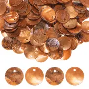 300-Pack Natural Flat Round Seashells, 15mm Drop Charm Beads [Orange]