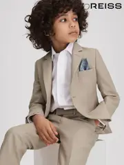 Reiss Stone Fine 9-12 yrs Cotton Single-Breasted Blazer (D99261) | $220