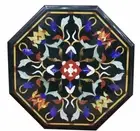 12" Octagon black marble Coffee Table Top lapis Design Inlay Entryway Table