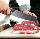 Cleaver Knife Laser Damascus Pattern Stainless Steel Wood Handle Butcher Chop 8"