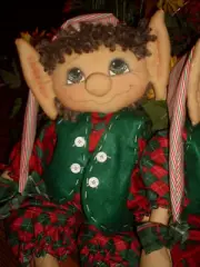 Primitive Raggedy Elf doll 26" Sheldon #109 handmade mailed paper Pattern