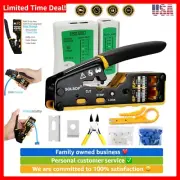 Pass Through RJ45 Crimp Tool Kit Ethernet Crimper Cat5e Cat6 Crimping Tool Kit