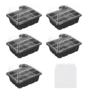 5 Pack 12 Cell Seeding Starting Trays Kit for Greenhouse Planting Black