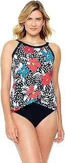 [Penbrooke] Women's Plus Size Swimwear Celebration Crossover Soft Cup Underwire Bra Tankini Top