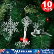 10Pcs Snowflakes Key Elk Ornaments Hanging Christmas Xmas Tree Party Decorations