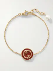 [Gucci] Gucci - Blondie Gold-tone, Faux Pearl And Enamel Bracelet - Red - S S Red