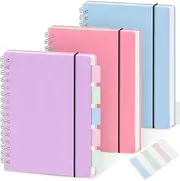 MSTONAL 3 Pack Small Notebook, A6 Spiral Notebooks College Ruled 4.3" x 5.7", 100GSM 7mm College Ruled, 80 Sheets/160 Pages, Small Ruled Notebooks for School, Office, Sketch