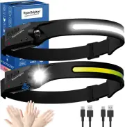 2-Pack Rechargeable Headlamp, LED Waterproof Headlight, 230° Headband Light, Mot