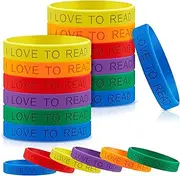 Jutom I Love to Read Rubber Bracelets Motivational Rubber Wristband Colorful Motivational Wristbands Vital Silicone Wristbands Bracelets for Kids Rewards Teachers Home Classroom Decoration Party