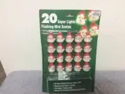 Vintage 20 Super Lights Flashing Mini Santas String Lights NOS
