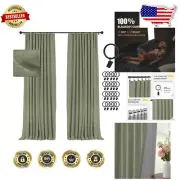 Stylish 90” Blackout Curtains with Clip Rings - Thermal Insulation, 2 Panels
