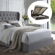 Istyle Wimbledon King Gas Lift Ottoman Storage Bed Frame Fabric Grey
