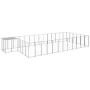 vidaXL Dog Kennel Silver 22.99 m² Steel Outdoor Puppy Enclosure Dog Cage House