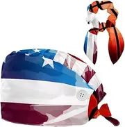 [YTYVAGT] Scrub Caps Women,Scrub Hats Suitable for Women,Basketball USA Flag Pattern